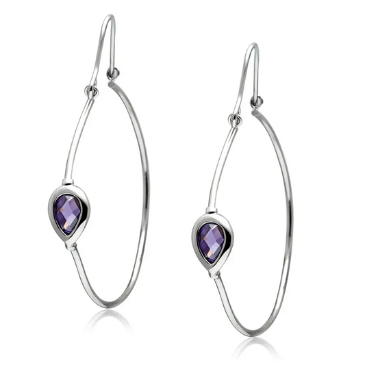 Silver & Amethyst Dangle Earrings with Cubic Zirconia