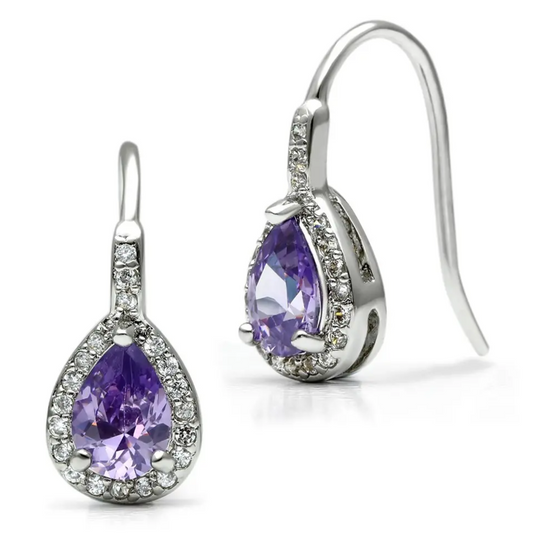 "Hard Drop"- Amethyst & Cubic Zirconia Earrings