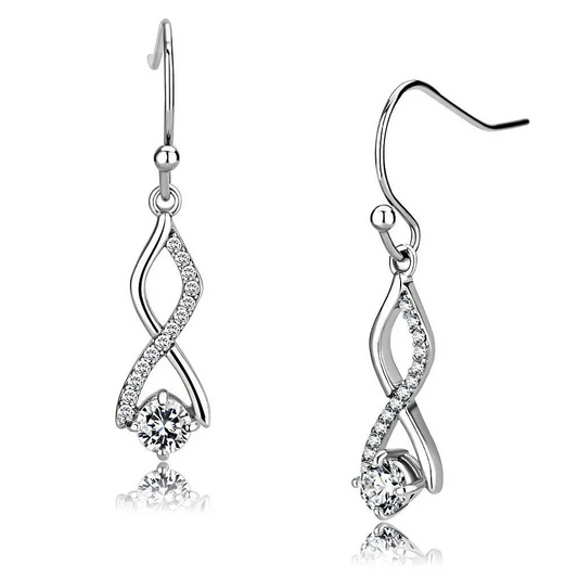 Stainless Steel Earrings with Cubic Zirconia "Twist"